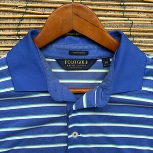 Polo Ralph Lauren Golf Performance Polo Shirt Size Medium Blue Striped‎